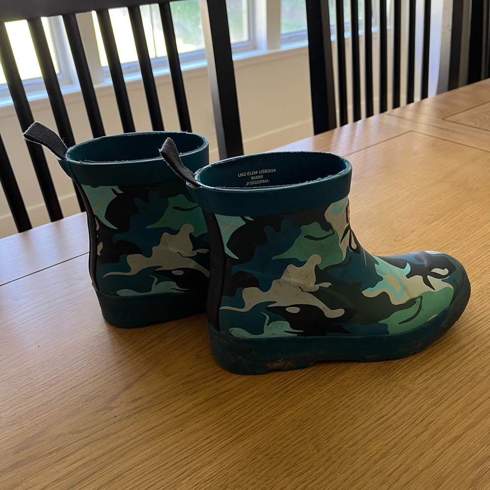 HUNTER Kids Teal & Navy Camouflage Rain Boots - Picture 6 of 10